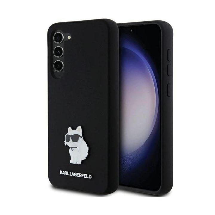 Samsung Galaxy S23+ - juodas Karl Lagerfeld silikoninis Choupette Metal Pin dėklas