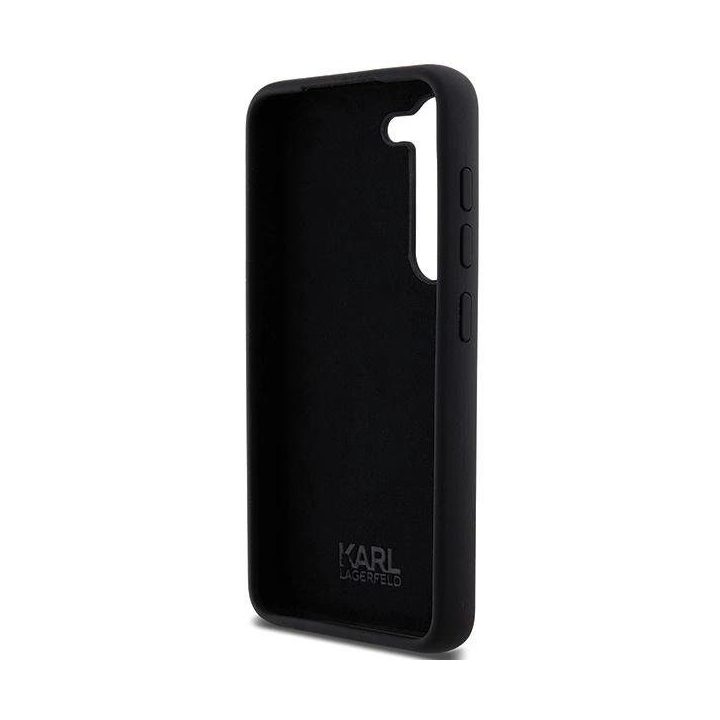 Samsung Galaxy S23+ - juodas Karl Lagerfeld silikoninis Ikonik Metal Pin dėklas