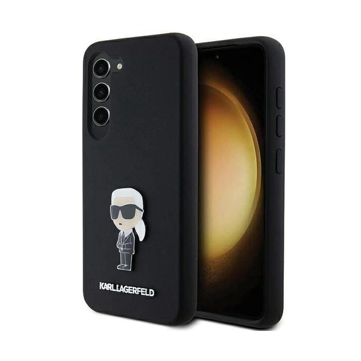 Samsung Galaxy S23+ - juodas Karl Lagerfeld silikoninis Ikonik Metal Pin dėklas