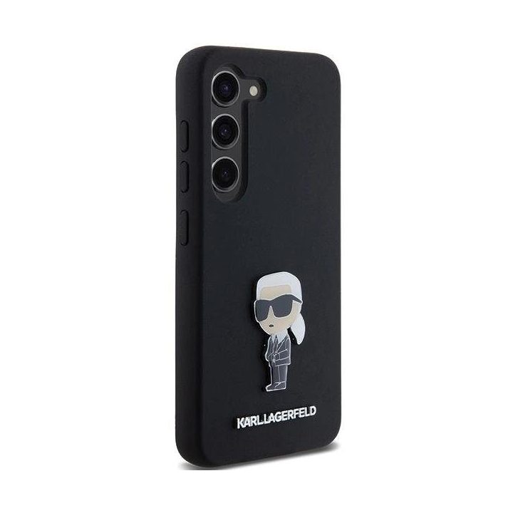 Samsung Galaxy S23+ - juodas Karl Lagerfeld silikoninis Ikonik Metal Pin dėklas