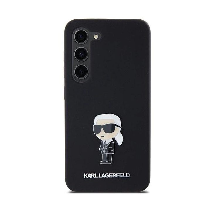 Samsung Galaxy S23+ - juodas Karl Lagerfeld silikoninis Ikonik Metal Pin dėklas