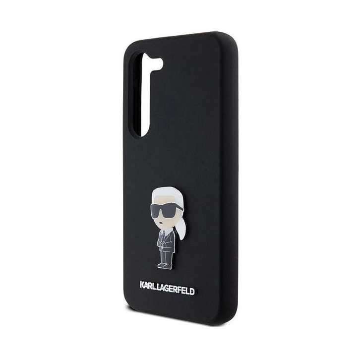 Samsung Galaxy S23+ - juodas Karl Lagerfeld silikoninis Ikonik Metal Pin dėklas