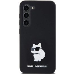 Samsung Galaxy S23 - juodas Karl Lagerfeld silikoninis Choupette Metal Pin dėklas