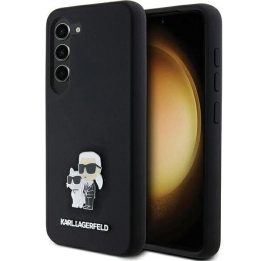 Samsung Galaxy S23 - juodas Karl Lagerfeld Silikoninis Karl&Choupette metalinis kaiščio formos dėklas