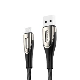 S A - micro USB kabelis su įkrovimo indikatoriumi - juodas