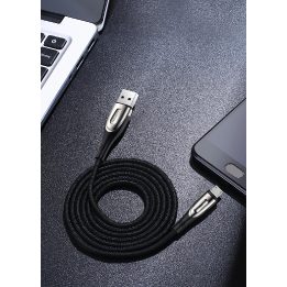 USB M411 3A 2 m su įkrovimo indikatoriumi - juodas