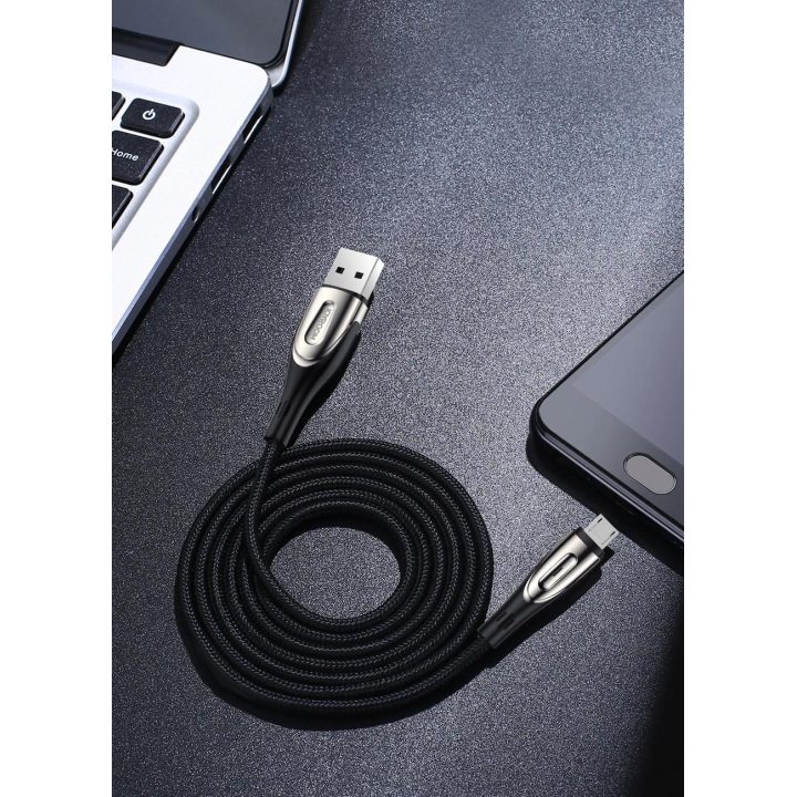 USB M411 3A 2 m su įkrovimo indikatoriumi - juodas