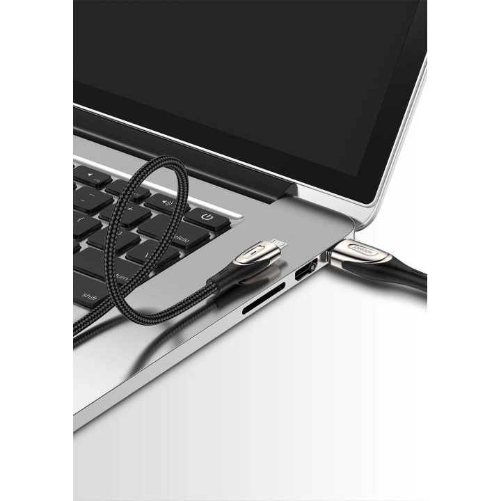 USB M411 3A 2 m su įkrovimo indikatoriumi - juodas