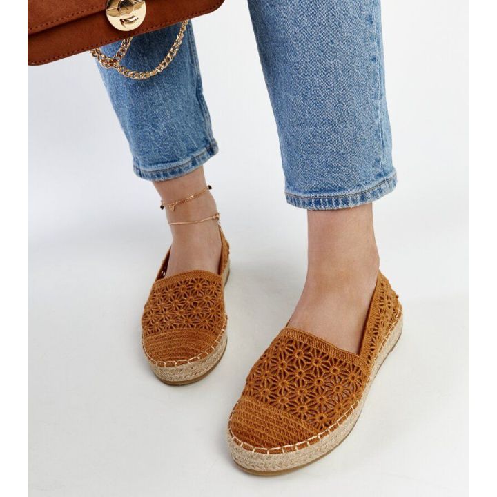 Samra rudos nėriniuotos platforminės espadrilės