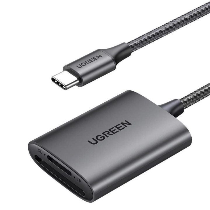 USB C 5Gb/s SD/TF kortelių skaitytuvas - pilkas