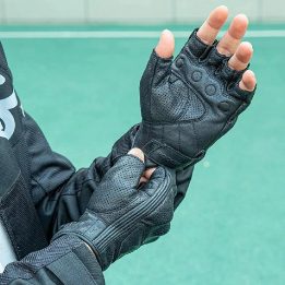 odinės motociklininko pirštinės - juodos