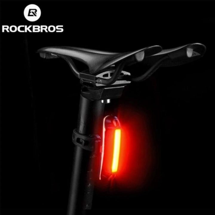 Rockbros A54BK galinis dviračio žibintas + micro USB - USB-A kabelis - juodas