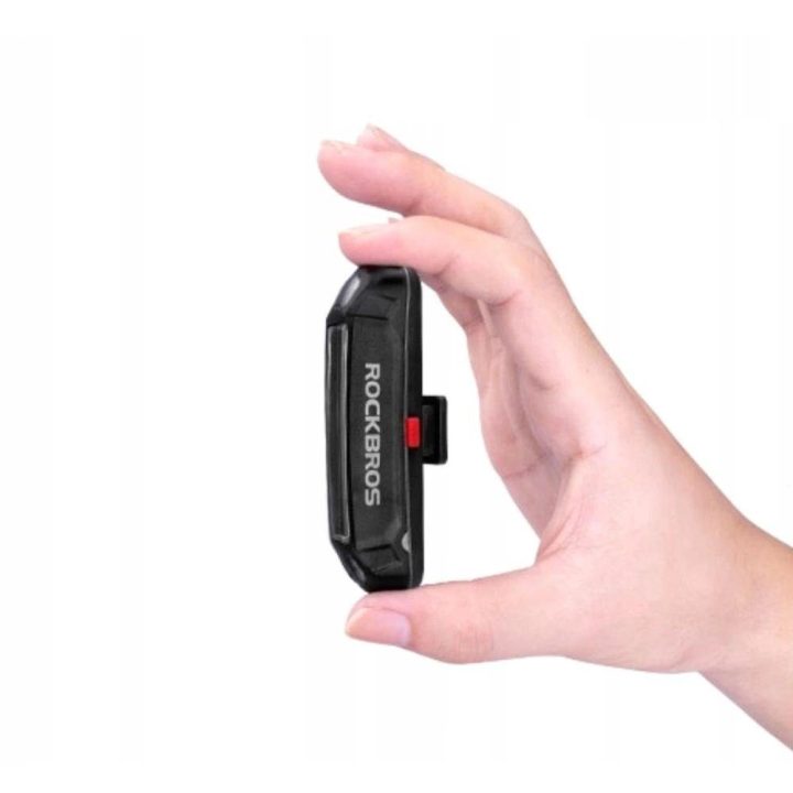Rockbros A54BK galinis dviračio žibintas + micro USB - USB-A kabelis - juodas