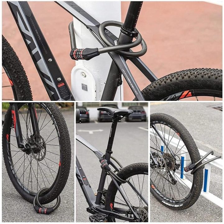 Rockbros RKS507-1BK 1,8 m ilgio dviračio spyna su kombinacija - juoda