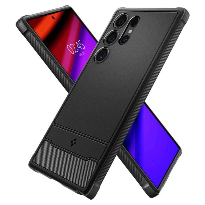 Spigen Rugged Armor dėklas, skirtas Samsung Galaxy S24 Ultra - matinės juodos spalvos