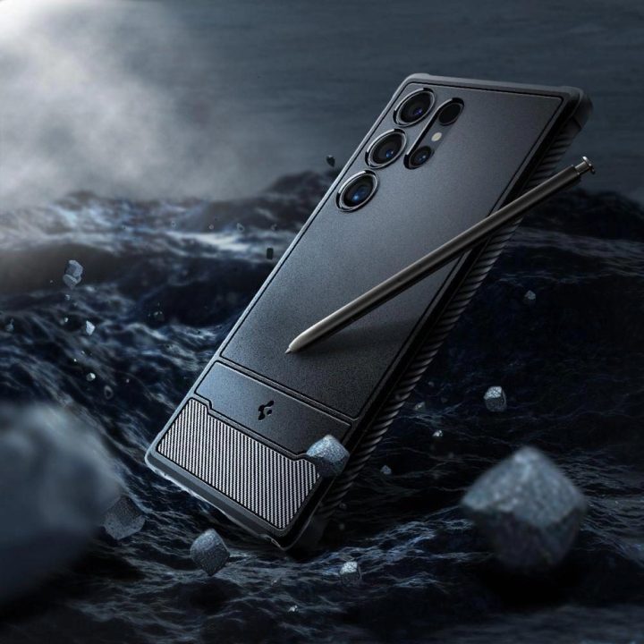Spigen Rugged Armor dėklas, skirtas Samsung Galaxy S24 Ultra - matinės juodos spalvos