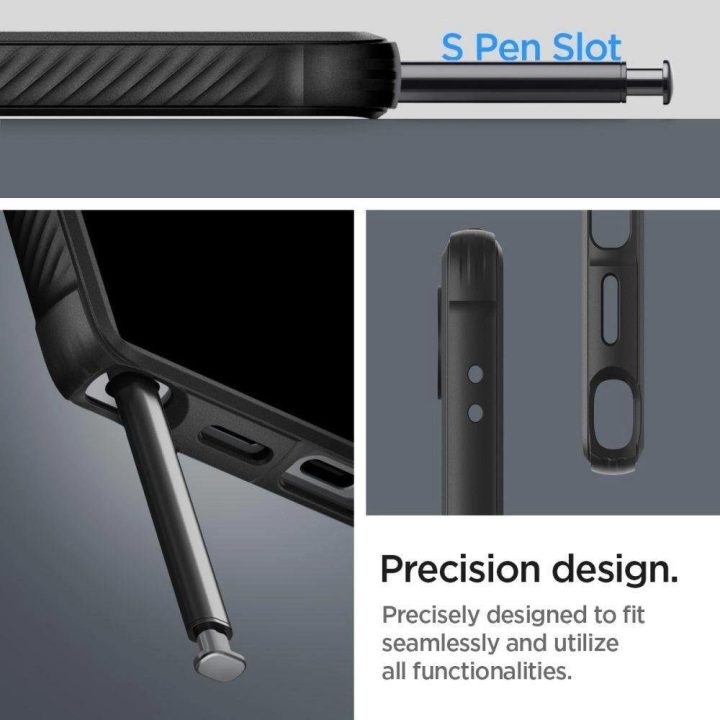 Spigen Rugged Armor dėklas, skirtas Samsung Galaxy S24 Ultra - matinės juodos spalvos