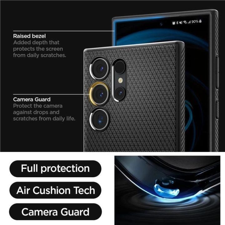 Spigen Liquid Air dėklas Samsung Galaxy S24 Ultra - matinės juodos spalvos