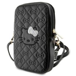 Hello Kitty dygsniuotų lankų rankinė su dirželiu - juoda