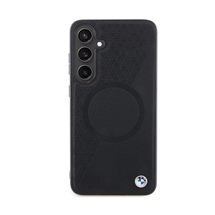 BMW S24+ S926 juodas/juodas deklas Signature Leather Half Textured & Circle MagSafe