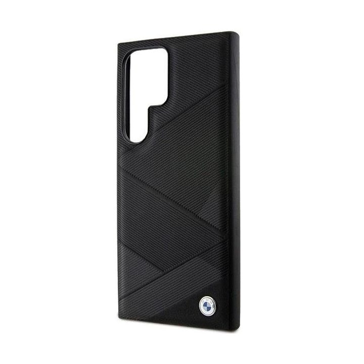 BMW S24 Ultra S928 juodos/juodos spalvos deklas Signature Leather Crossing Lines Pattern
