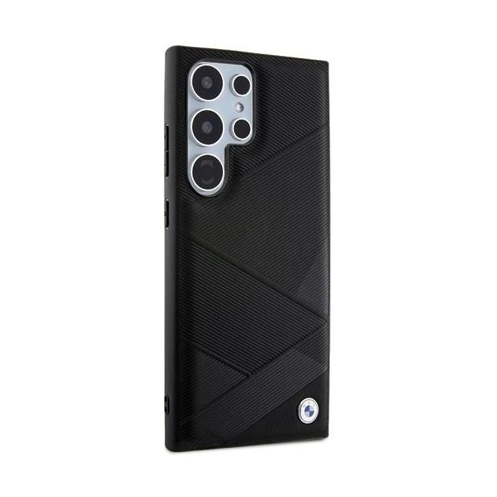BMW S24 Ultra S928 juodos/juodos spalvos deklas Signature Leather Crossing Lines Pattern
