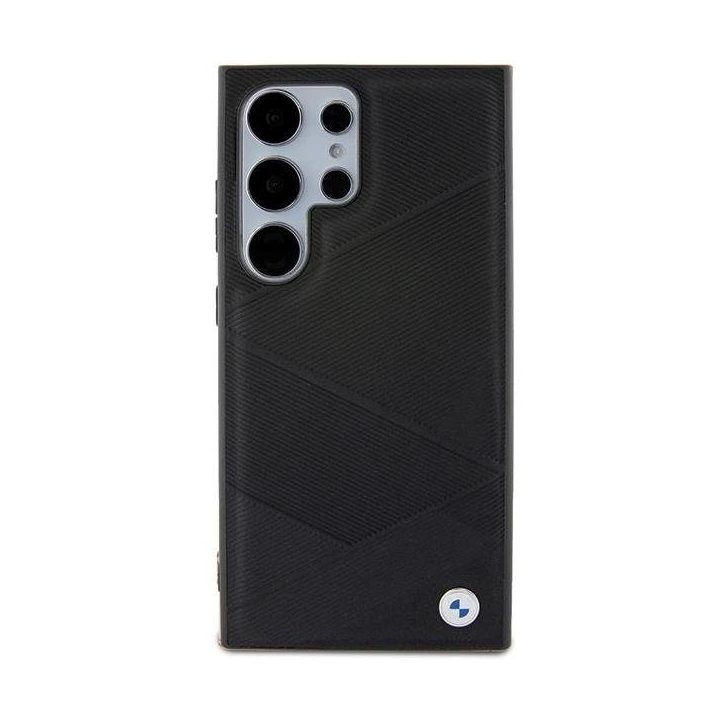 BMW S24 Ultra S928 juodos/juodos spalvos deklas Signature Leather Crossing Lines Pattern