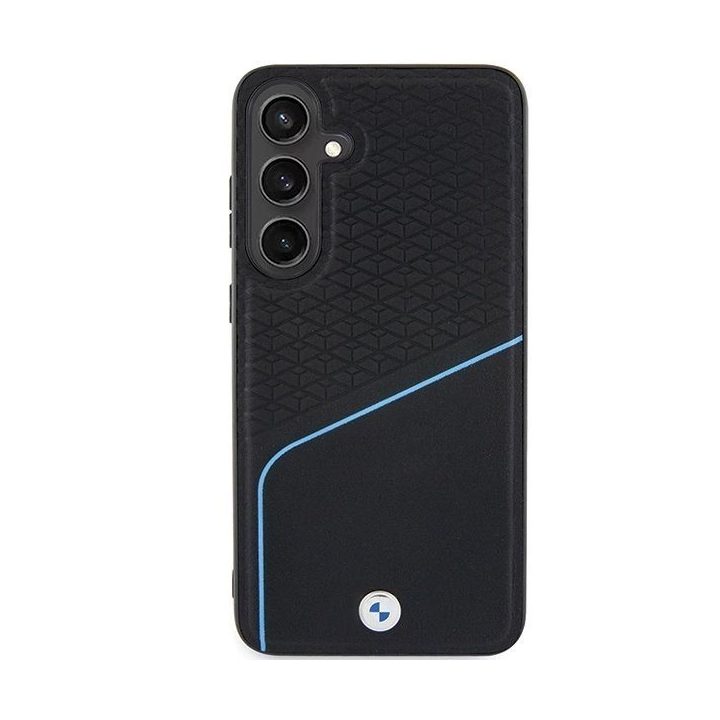 BMW S24 S921 juodas/juodas deklas Signature Leather Textured & Line MagSafe