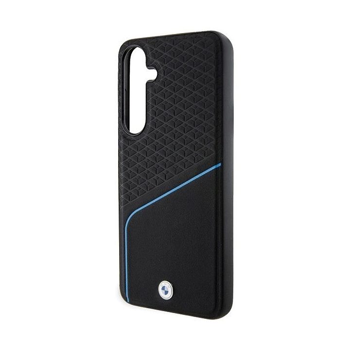 BMW S24 S921 juodas/juodas deklas Signature Leather Textured & Line MagSafe