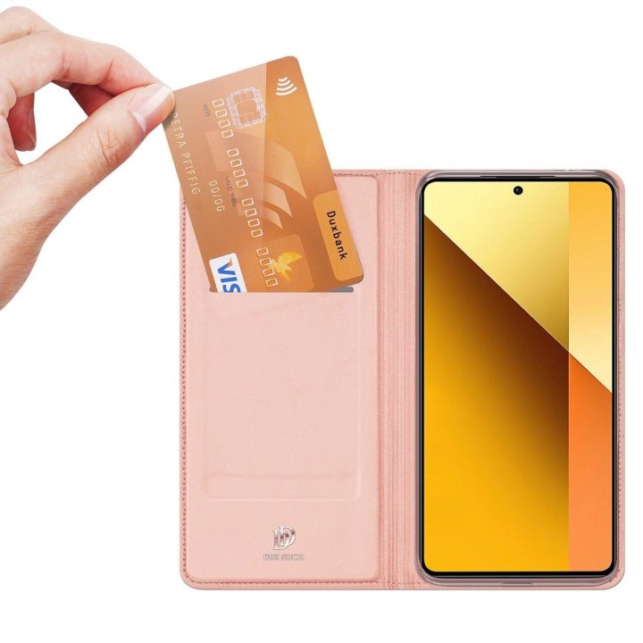 dėklas su atvartu ir kortelių lizdu, skirtas Xiaomi Redmi Note 13 5G - rožinis