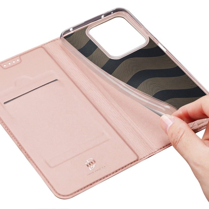 dėklas su atvartu ir kortelių lizdu, skirtas Xiaomi Redmi Note 13 5G - rožinis