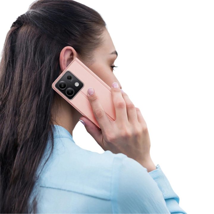 dėklas su atvartu ir kortelių lizdu, skirtas Xiaomi Redmi Note 13 5G - rožinis