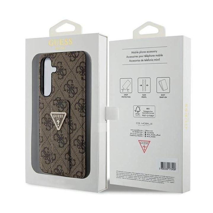 Guess S24 S921 rudos/rudos spalvos deklas Grip Stand 4G Triangle Strass