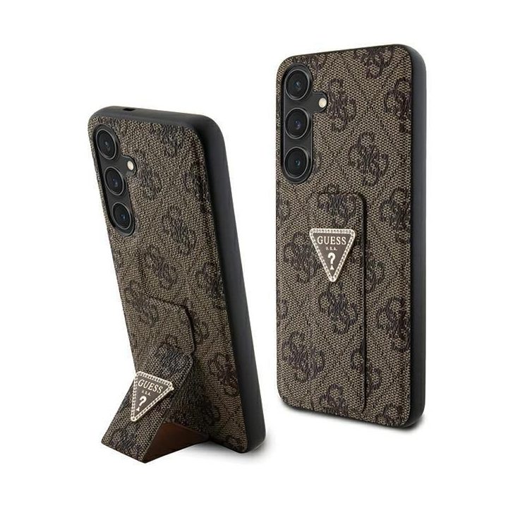 Guess S24 S921 rudos/rudos spalvos deklas Grip Stand 4G Triangle Strass