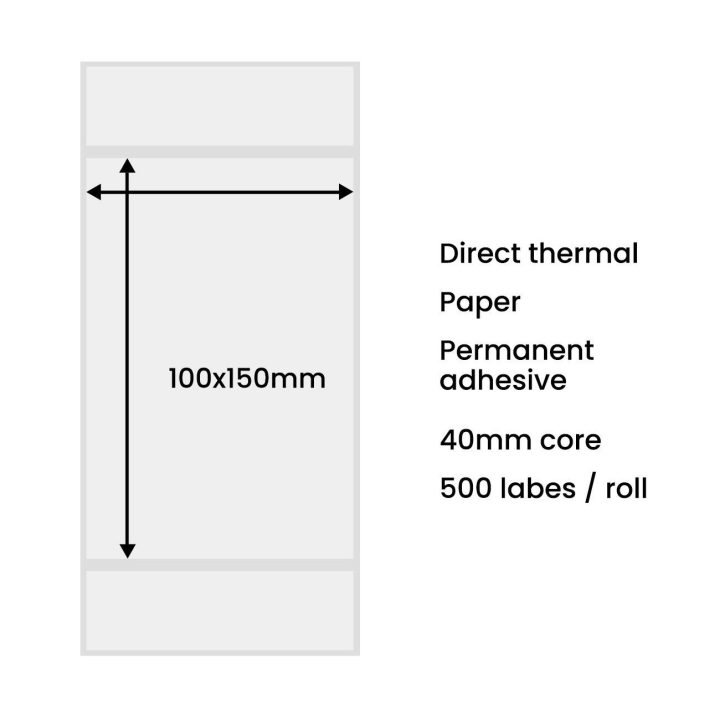 Terminės etiketės 100x150 mm (500 vnt.) - baltos spalvos
