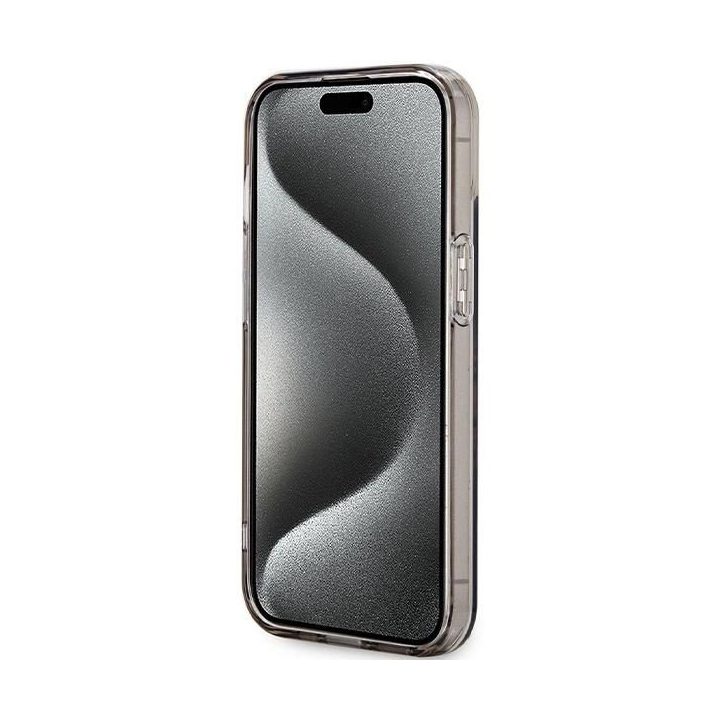 Guess IML Gėlių vainikas MagSafe dėklas iPhone 15 / 14 / 13 - juodas
