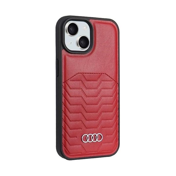 Audi sintetinės odos dėklas su MagSafe , skirtas iPhone 15 Plus / 14 Plus - raudonas