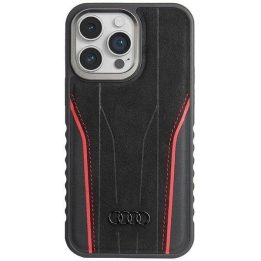 Audi natūralios odos dėklas su MagSafe , skirtas iPhone 14 Pro Max - juodai raudonas
