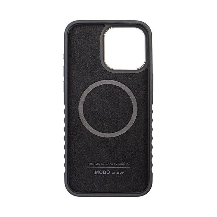 Audi natūralios odos dėklas su MagSafe , skirtas iPhone 15 Pro - juodos ir raudonos spalvos
