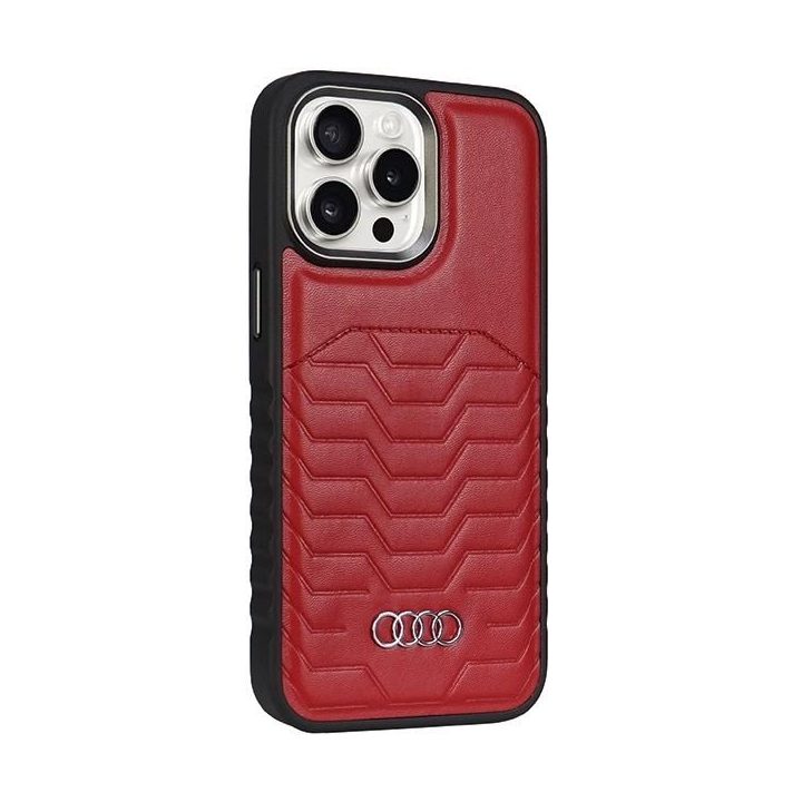 Audi sintetinės odos dėklas su MagSafe , skirtas iPhone 15 Pro - raudonas