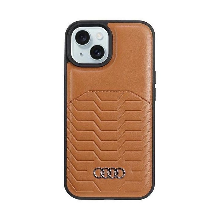Audi sintetinės odos dėklas su MagSafe , skirtas iPhone 15 / 14 / 13 - rudas