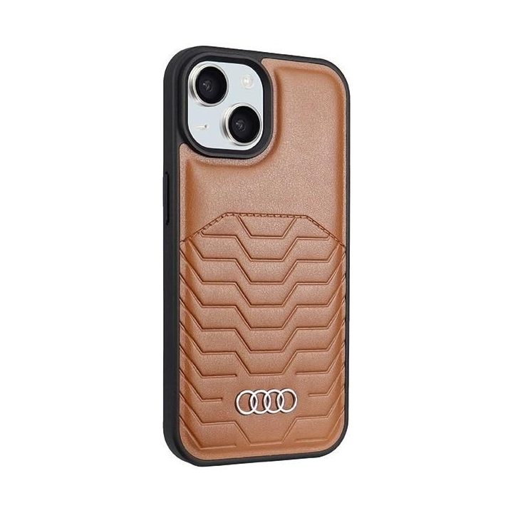 Audi sintetinės odos dėklas su MagSafe , skirtas iPhone 15 / 14 / 13 - rudas