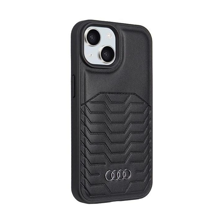 Audi sintetinės odos dėklas su MagSafe , skirtas iPhone 15/14/13 - juodas