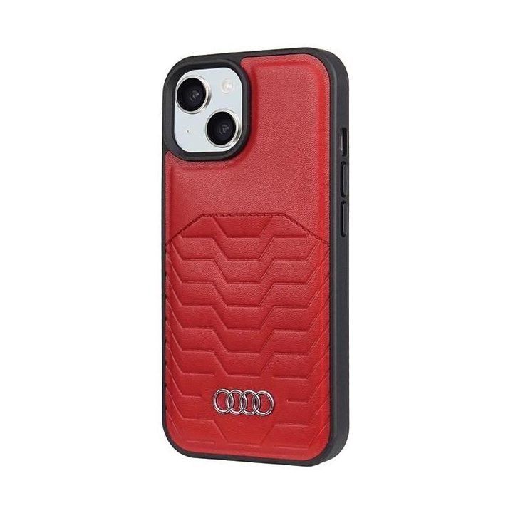 Audi sintetinės odos dėklas su MagSafe , skirtas iPhone 15 / 14 / 13 - raudonas