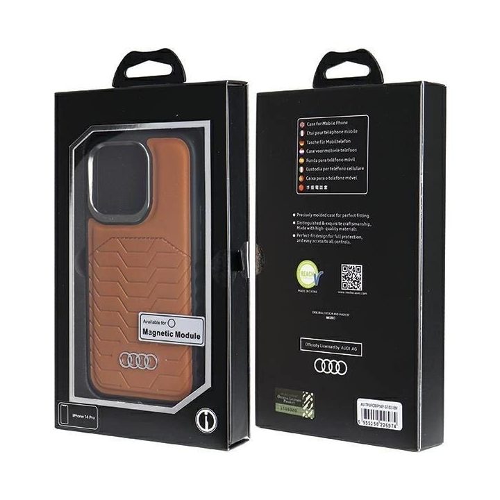 Audi sintetinės odos dėklas su MagSafe , skirtas iPhone 14 Pro - rudas