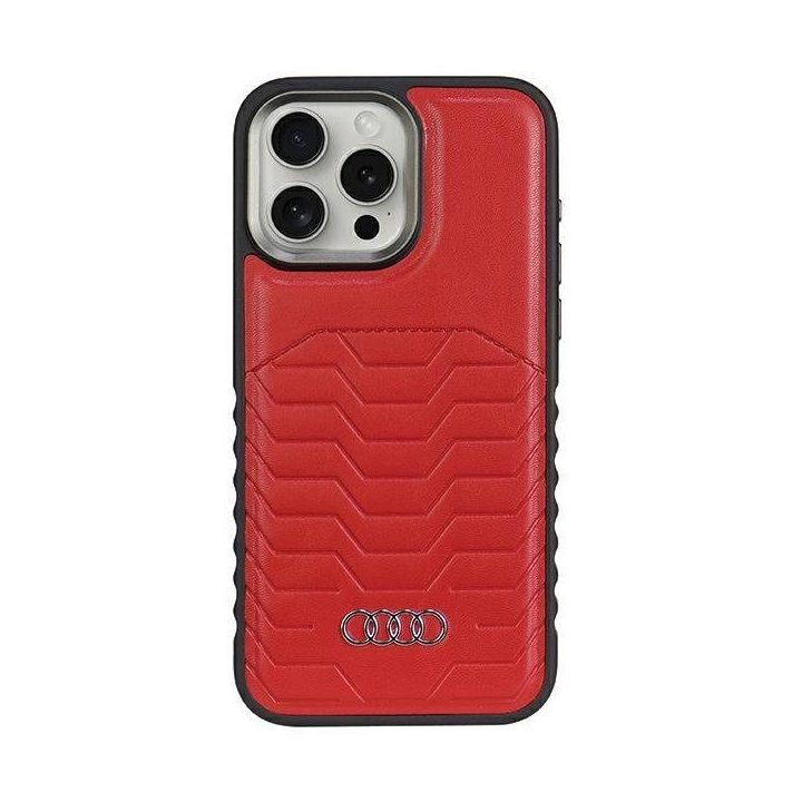 Audi sintetinės odos dėklas su MagSafe , skirtas iPhone 15 Pro Max - raudonas