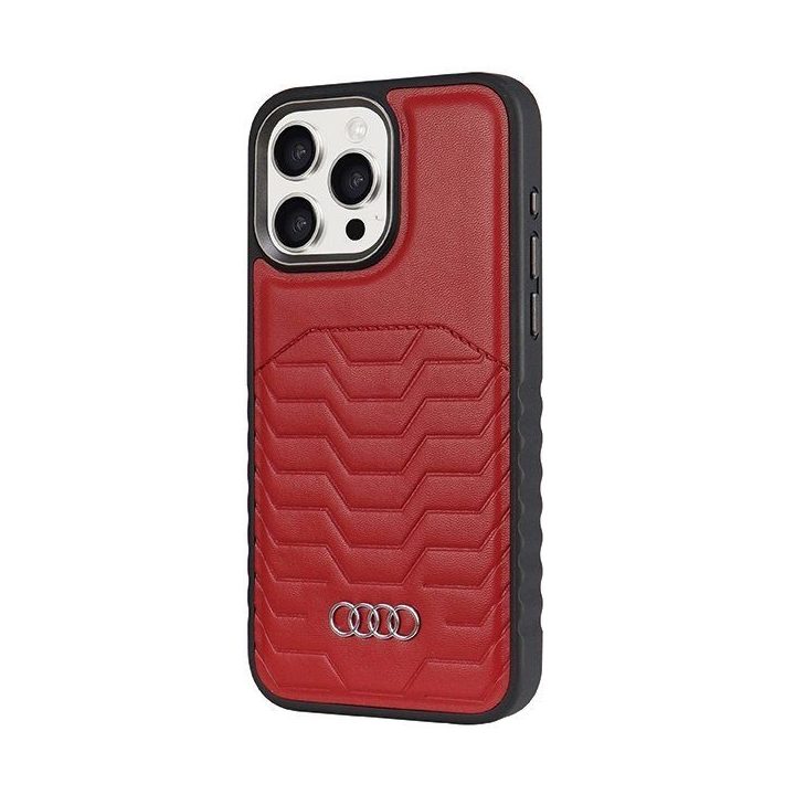Audi sintetinės odos dėklas su MagSafe , skirtas iPhone 15 Pro Max - raudonas