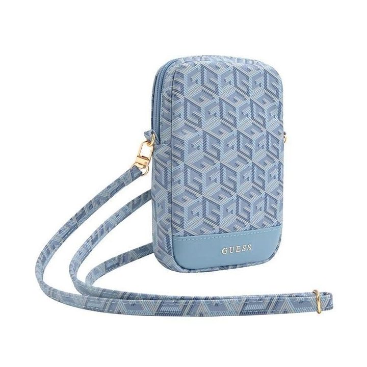 Guess Zip GCube Bottom Stripe telefono krepšys - mėlynas