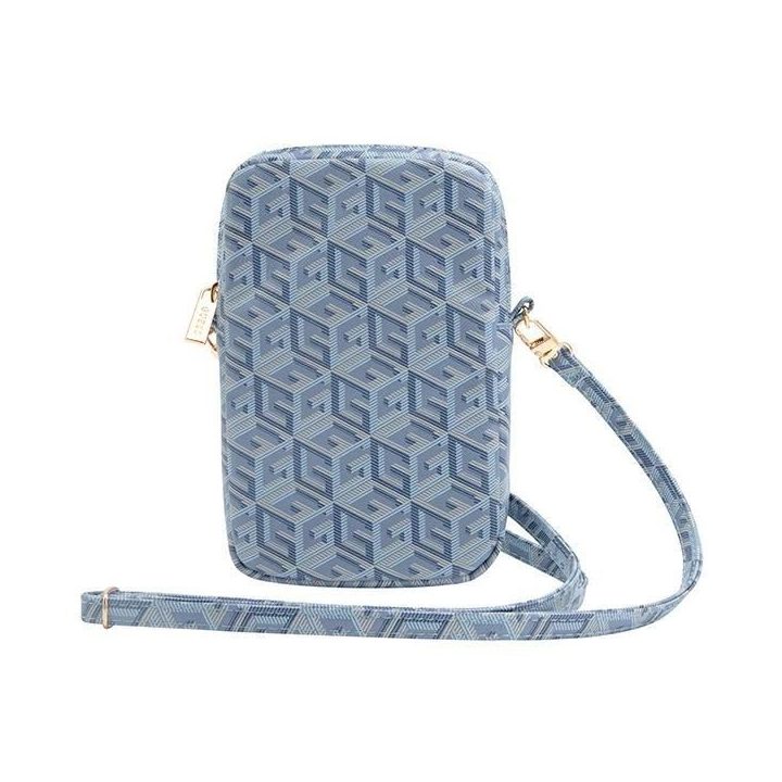 Guess Zip GCube Bottom Stripe telefono krepšys - mėlynas