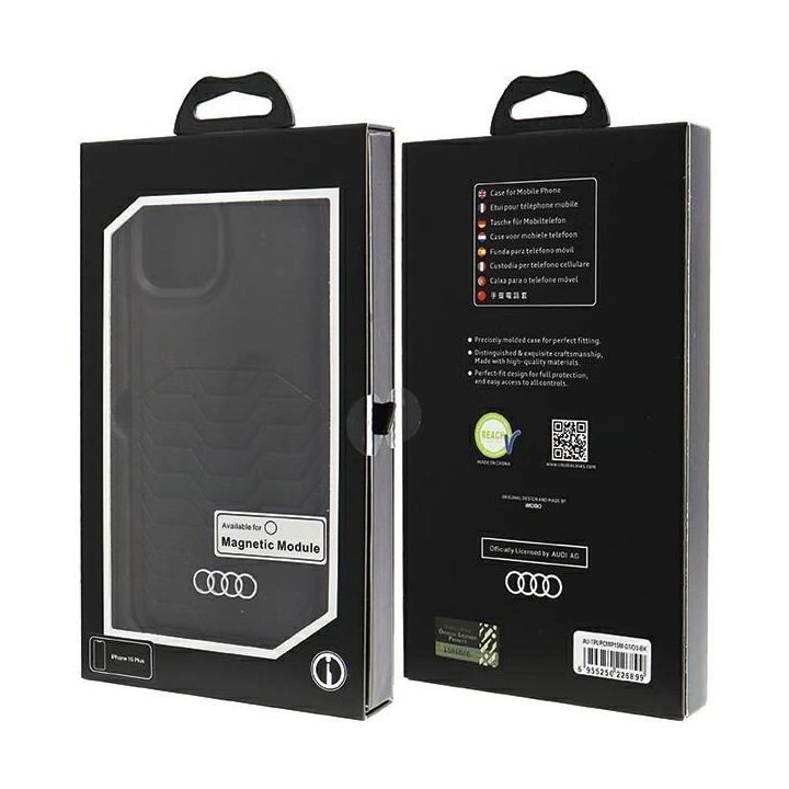 Audi sintetinės odos dėklas su MagSafe , skirtas iPhone 15 Plus / 14 Plus - juodas